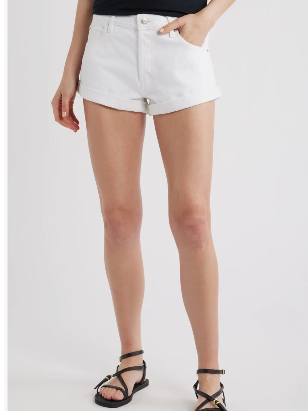 Frame Denim Le Cutoff White Rolled-Hem Jean Shorts